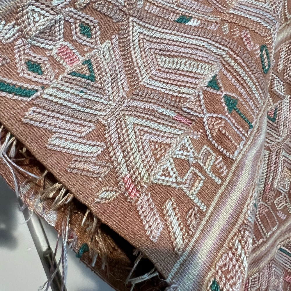 Artemis Women's Tribal Print Short Sleeve Top - Burgundy and Tan - Picture 5 of 7